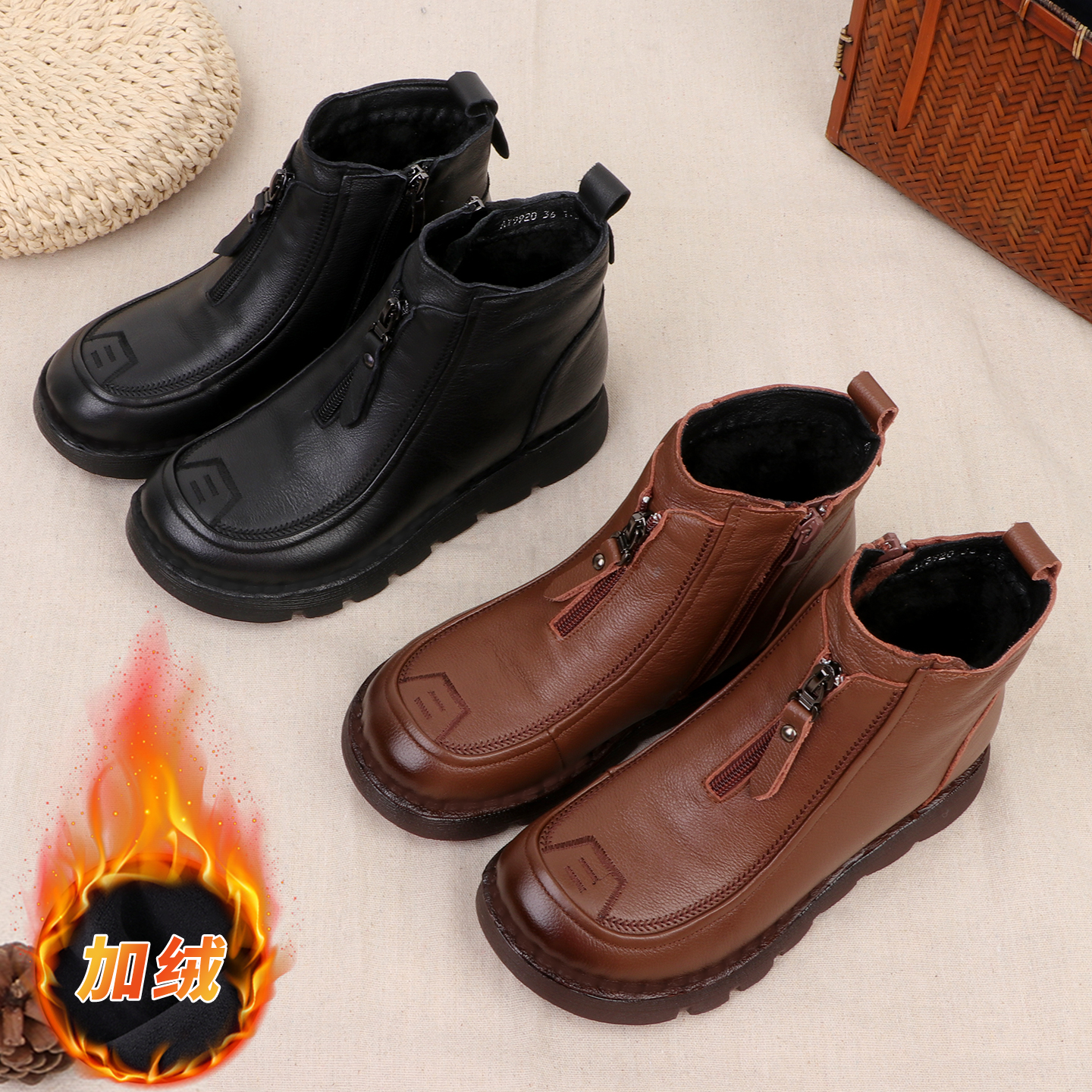 自然小铺 2025冬季商场同款超轻靴子【加绒加厚】显脚小高帮靴女主图