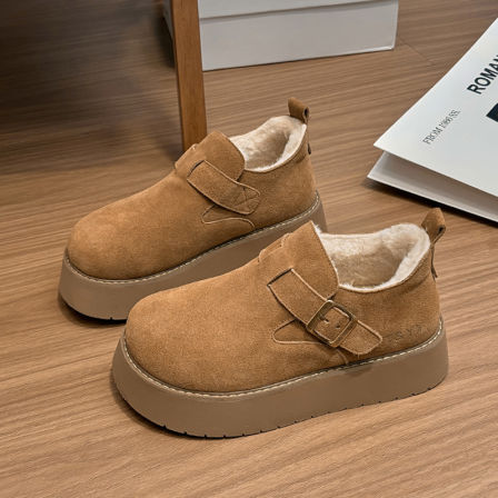 复古厚底全包加绒勃肯鞋女冬季2025新款一脚蹬乐福棉鞋保暖雪地靴