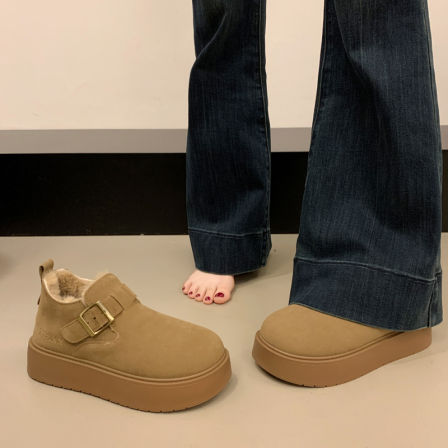 厚底增高加绒豆豆勃肯鞋女冬2025新款加厚高帮乐福棉鞋保暖雪地靴