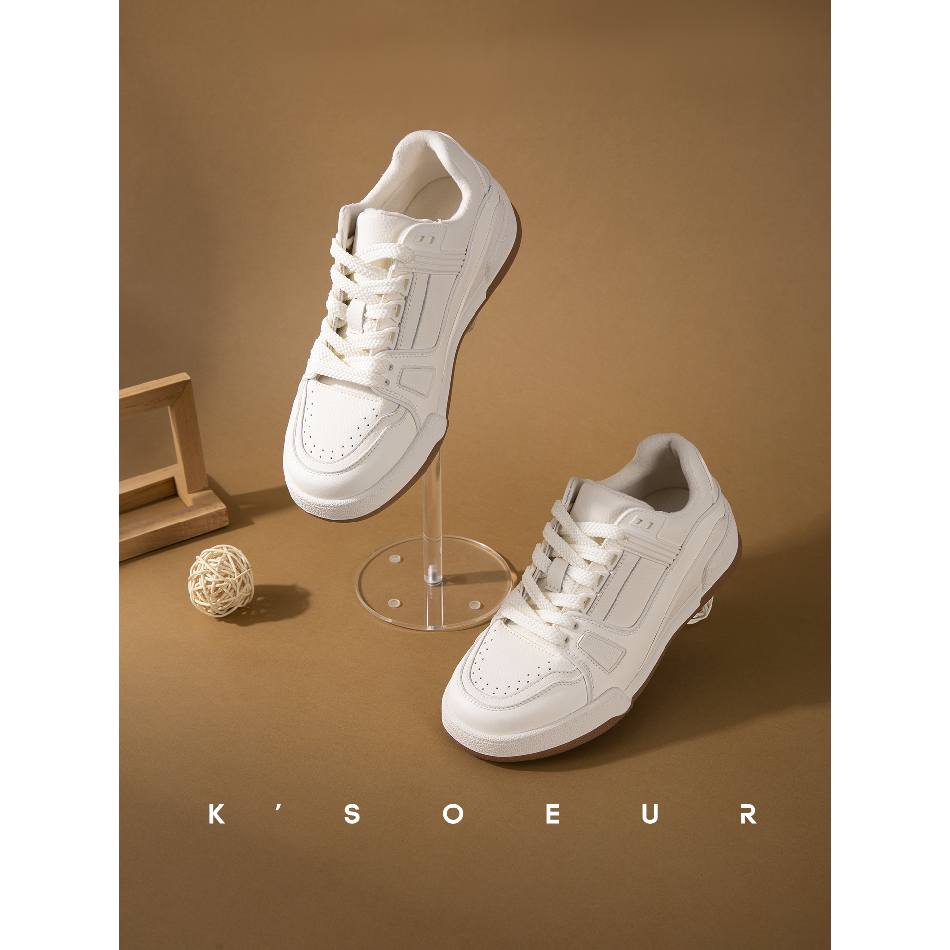 K姐 第五大道空军板鞋 真皮舒适百搭系带休闲商务老钱薄绒保暖主图