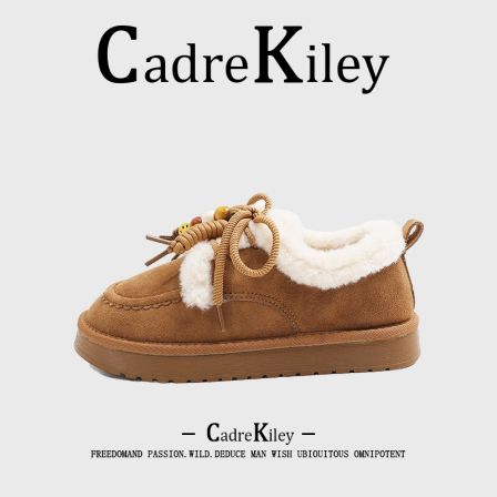 【舒适百搭】勃肯鞋女冬季加绒加厚低帮保暖棉鞋一脚蹬毛毛雪地靴