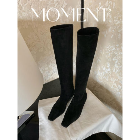 【黑标系列】葡萄妈studiolee~高品质羊反绒极简小方头增高骑士靴