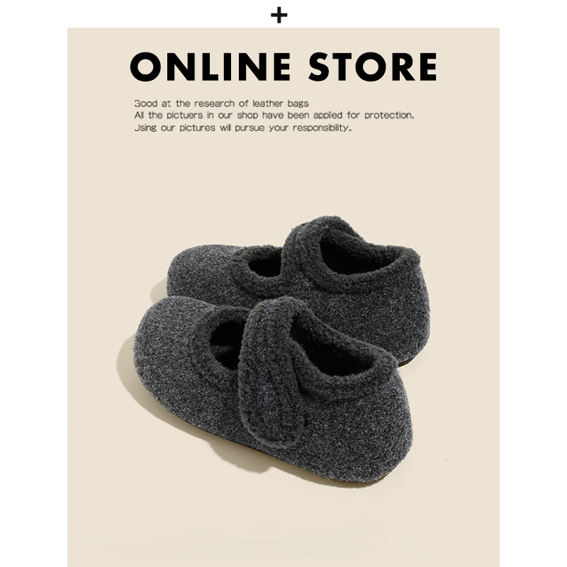 毛呢勃肯鞋女厚底2025新款秋冬灰色毛毛鞋加绒保暖法式玛丽珍单鞋主图