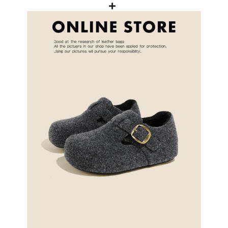 内增高5CM~灰色勃肯鞋女2025新款冬季加绒懒人全包单鞋毛毛博肯鞋