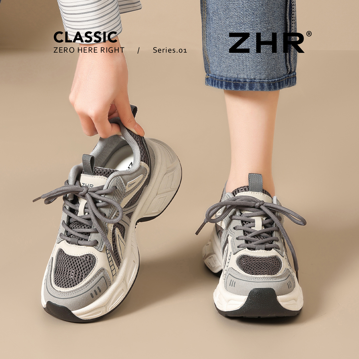 ZHR则则加绒老爹鞋女2025秋冬季新款厚底运动鞋增高不累脚休闲鞋主图