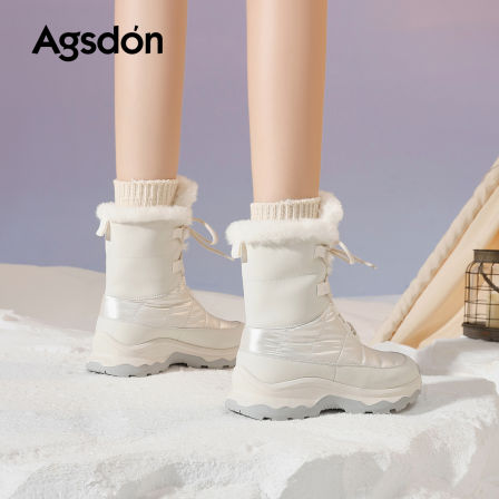 奥古狮登厚底雪地靴女2025新款冬季加绒加厚中筒短靴东北保暖棉鞋