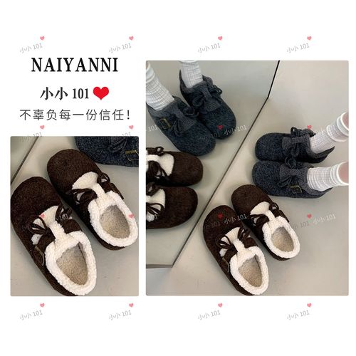 【奥利奥】复古毛绒勃肯鞋2025时尚毛毛豆豆鞋HZ5505-15 跟高3CM主图