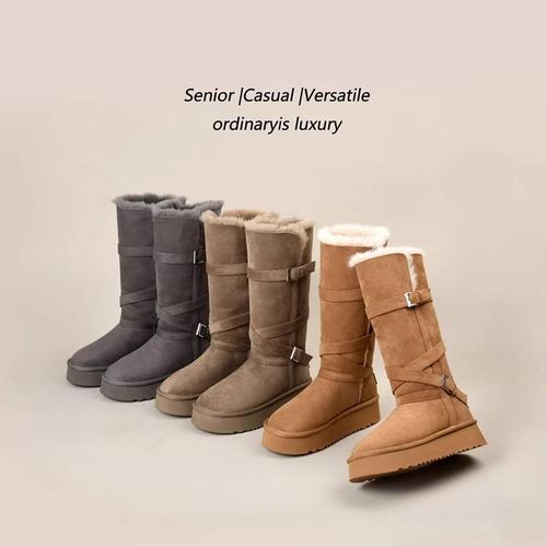 【露思同款】加绒保暖厚底雪地靴女款2025新款冬季两穿东北鞋主图