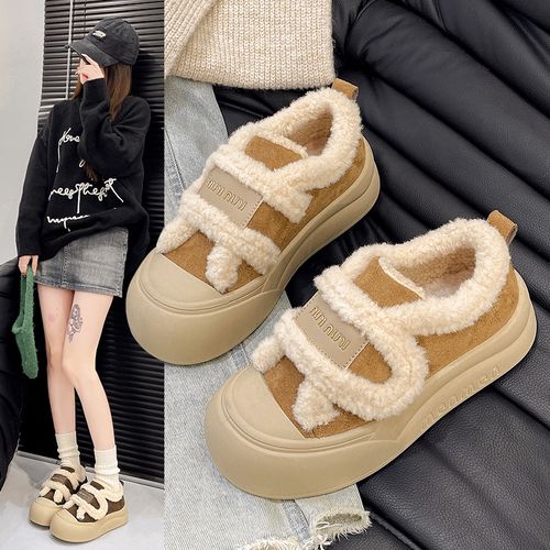 休闲百搭外穿厚底加绒棉鞋毛毛鞋女鞋加厚韩版时尚松糕冬季女鞋主图