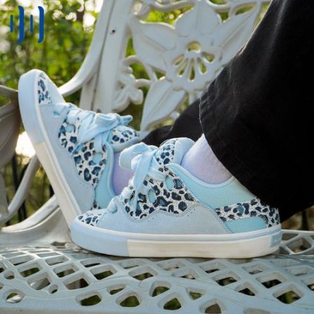 顽刻ollieskate面包鞋冰蓝豹纹配色BAKE复古休闲男女国潮滑板鞋