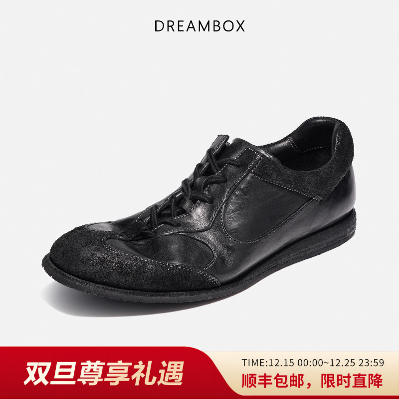 dreambox钧博水洗马皮平底休闲板鞋2025新款软底软面男士德训鞋主图
