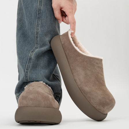 小土豆厚底加绒加厚勃肯鞋男2025新款冬季穆勒鞋包头一脚蹬雪地靴