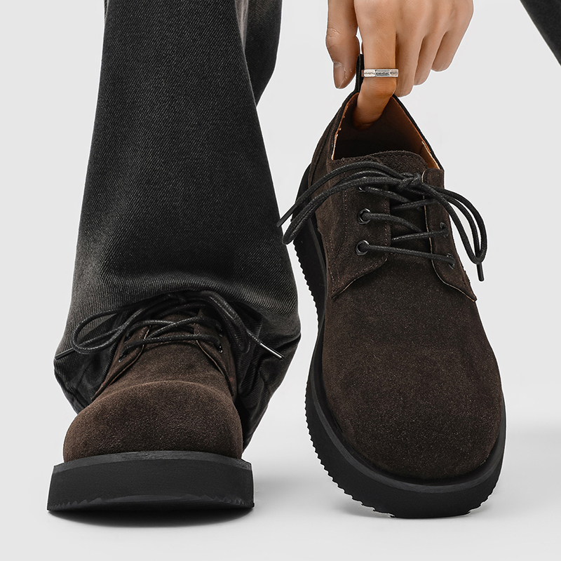 勃肯鞋男款真皮软面平底工装德比鞋子男2025新款大头通勤休闲皮鞋主图