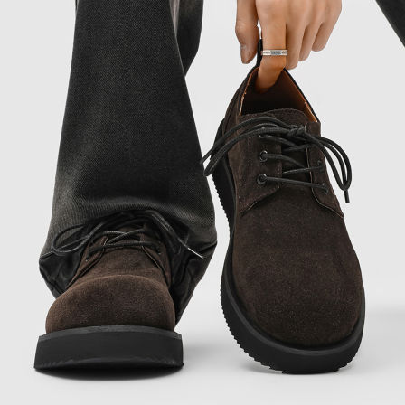 勃肯鞋男款真皮软面平底工装德比鞋子男2025新款大头通勤休闲皮鞋