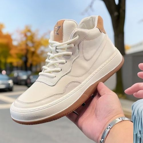 2025冬季新款高帮头层牛皮休闲真皮透气软底软面时尚百搭板鞋9089主图