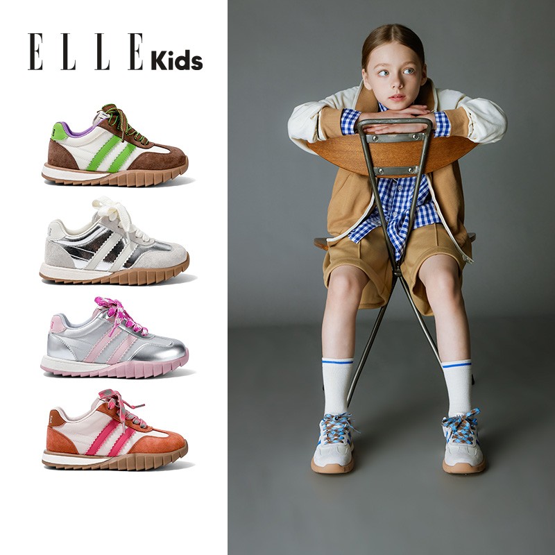 ELLEkids童鞋男童跑步鞋秋季儿童运动鞋休闲鞋女童鞋子EFG33285-5主图