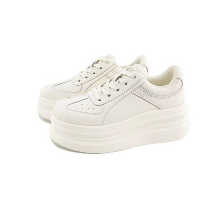 增高绝绝子~百搭纯色加绒厚底系带休闲小白鞋S861x1 DD