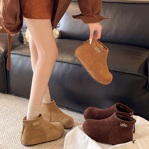 FKFD后拉链内增高5cm小短靴2025冬季加绒保暖防滑毛毛勃肯鞋棉鞋主图