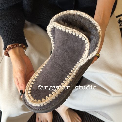 韩版圆头民族风时尚雪地靴布鞋棉鞋平底保暖鞋民族风雪地靴主图