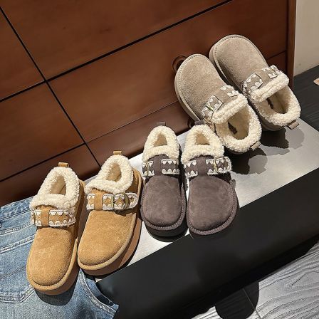 TS/TS毛毛鞋2025秋冬新款加绒保暖加厚休闲时尚百搭雪地靴棉鞋女