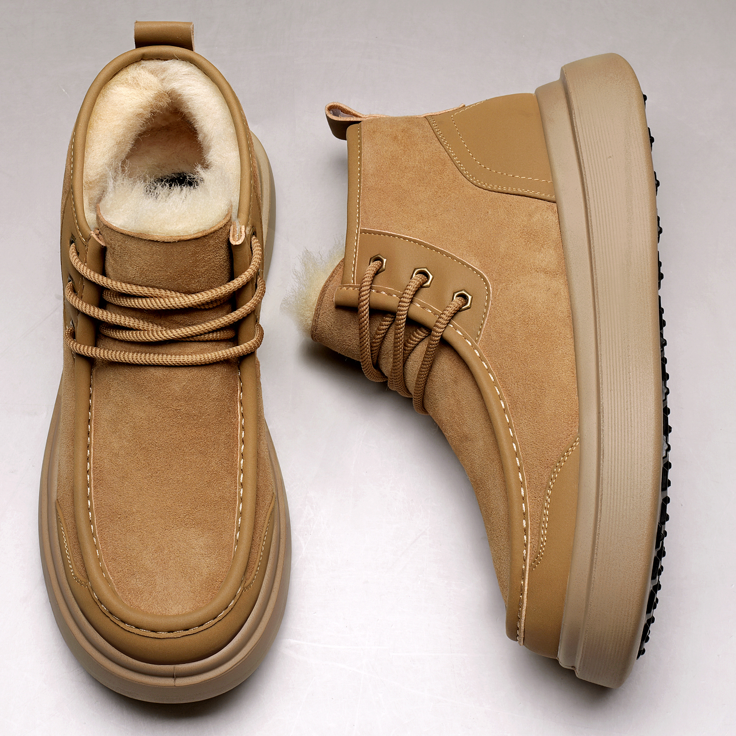 雪地靴男款冬季加绒保暖厚底防滑东北防寒皮毛一体男士羊毛棉鞋子主图