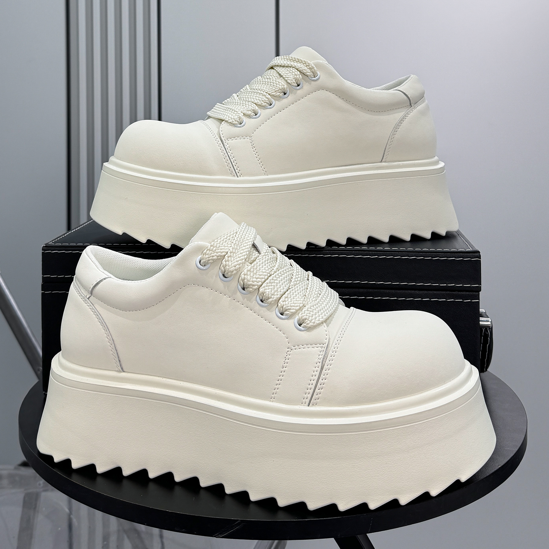 松糕鞋男2025冬季新款超火厚底大头德比鞋子男士增高鞋休闲小白鞋主图