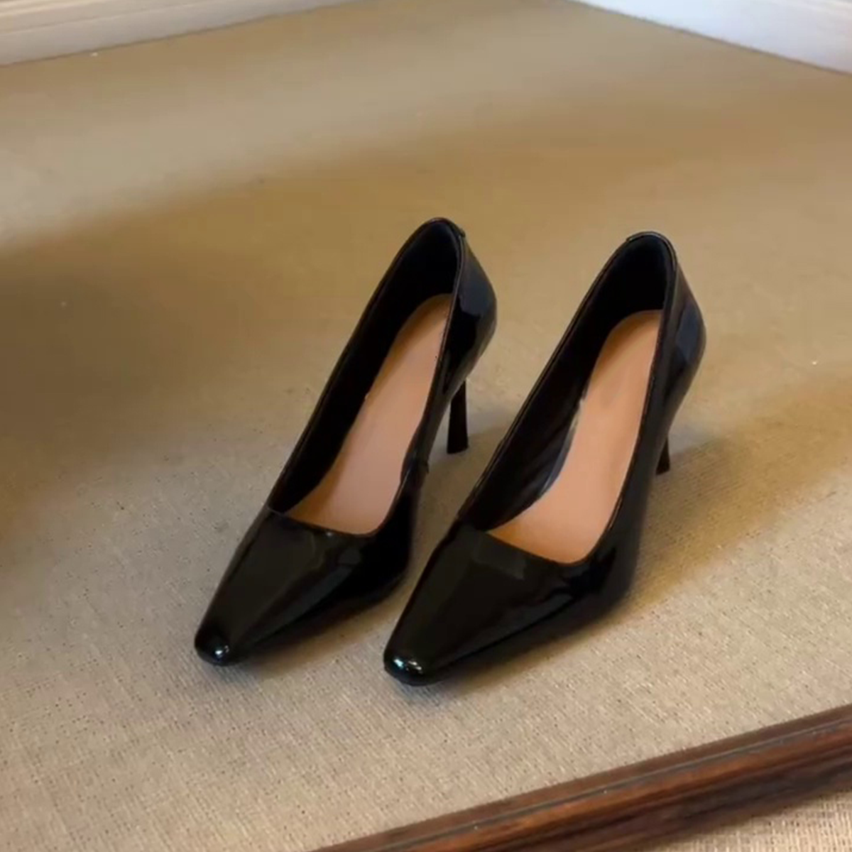 羊皮版~韩式休闲风单鞋防滑细高跟百搭简约职业鞋女款浅口高跟鞋主图