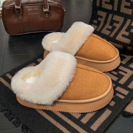 软舒适ins秋冬韩版厚底情侣棉拖鞋居家外穿舒适加绒保暖网红