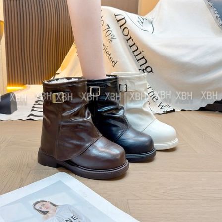 【小个子】2025复古内增高切尔西马丁靴女英伦厚底高跟短靴XBH130