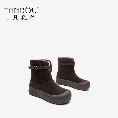 凡柔冬季新款马丁靴女加绒保暖高帮增高洋气百搭雪地靴