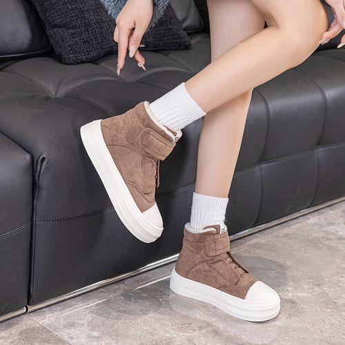 【超轻系列】女靴冬季加厚绒厚底舒适休闲百搭个性底帆布鞋25W121主图