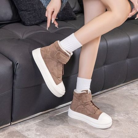 【超轻系列】女靴冬季加厚绒厚底舒适休闲百搭个性底帆布鞋25W121