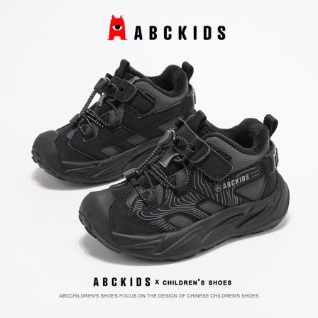 abckids儿童童鞋2025冬季新款加绒保暖二棉鞋防踢休闲男童运动鞋