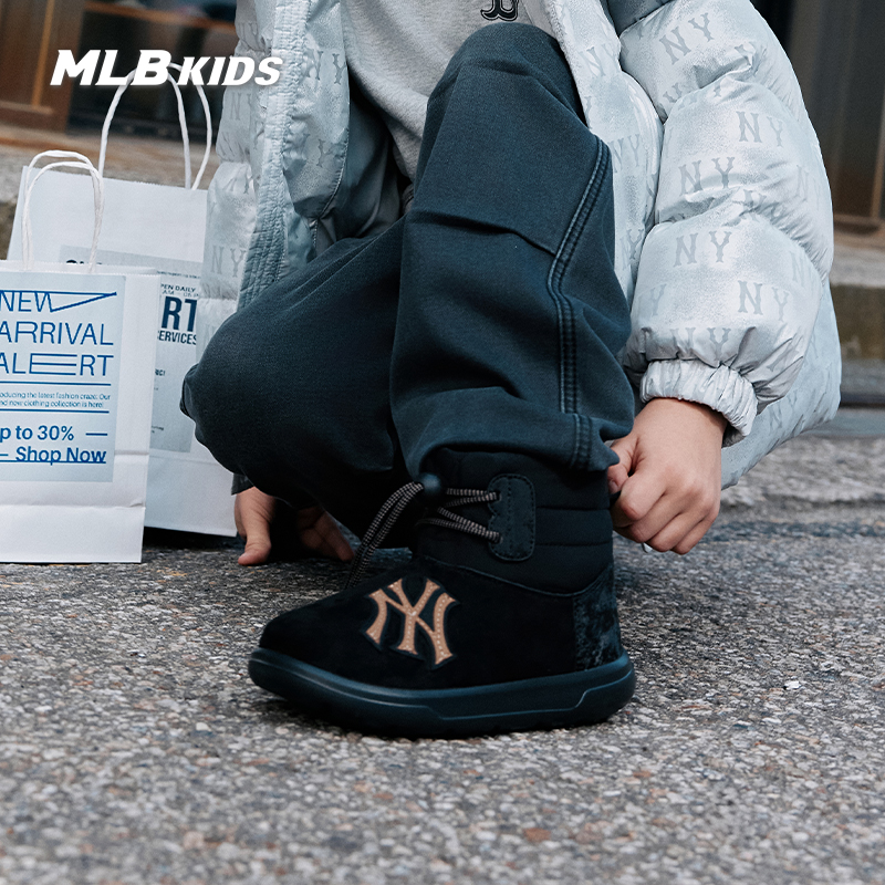 MLB儿童官方男女童时尚潮流大LOGO松紧鞋带柔软保暖靴25秋冬新款主图