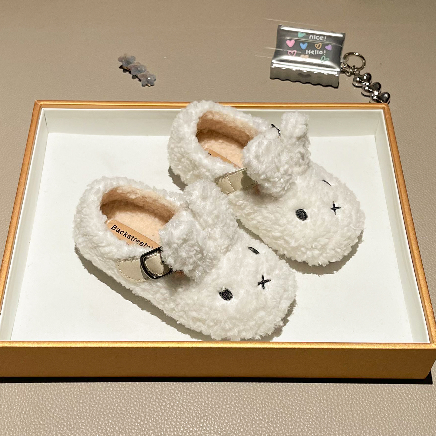 女童棉鞋2025秋冬新款小女孩卡通米菲兔毛毛鞋儿童保暖加绒软底鞋主图