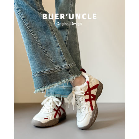 真皮~内增高芭蕾德训鞋女2025款复古百搭休闲阿甘鞋厚底运动板鞋