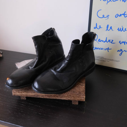 F.M切尔西靴女2025新款短靴女高级感做旧做皱复古老钱裸靴风百搭