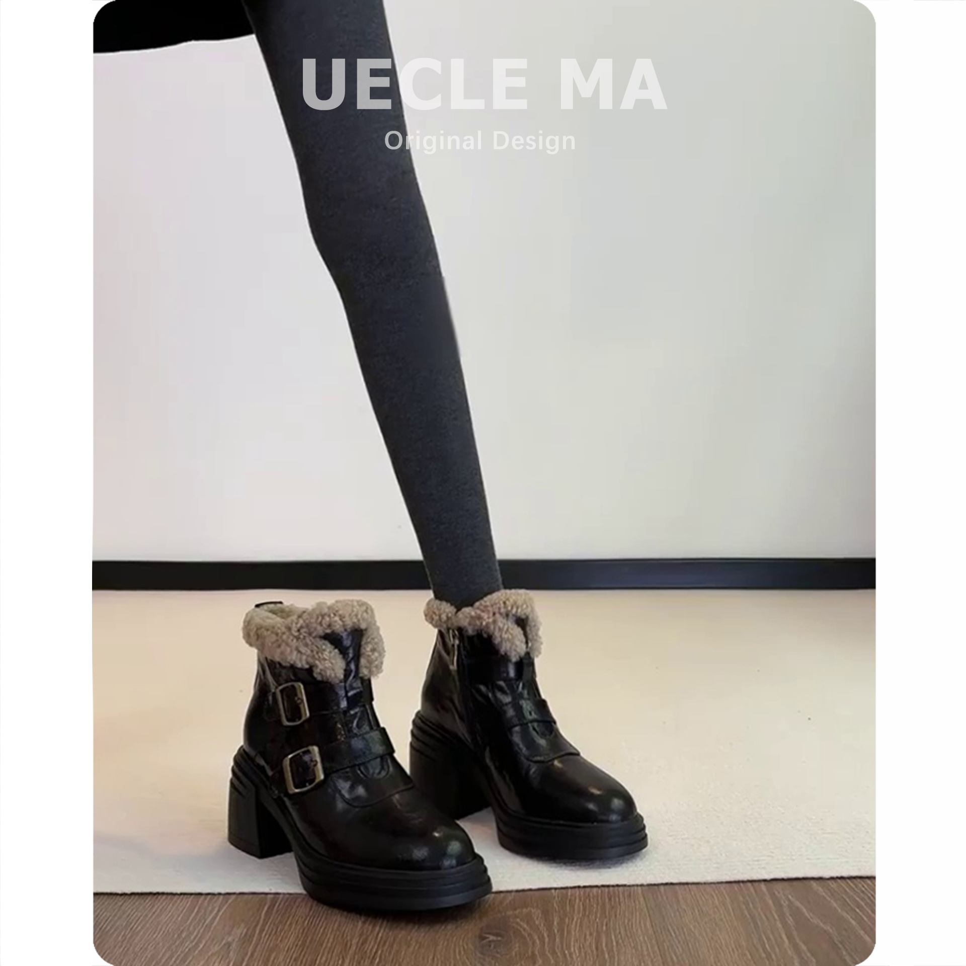 真皮厚底雪地靴女冬季加绒马丁靴子大棉鞋高跟保暖毛毛鞋粗跟短靴主图