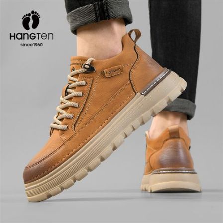 美国欢腾男鞋2026春季新款复古擦色低帮工装鞋厚底增高休闲板鞋子