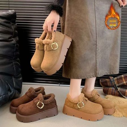 Circle Kite爆款毛毛鞋女2025冬季新款厚底雪地靴加绒勃肯鞋m01-1