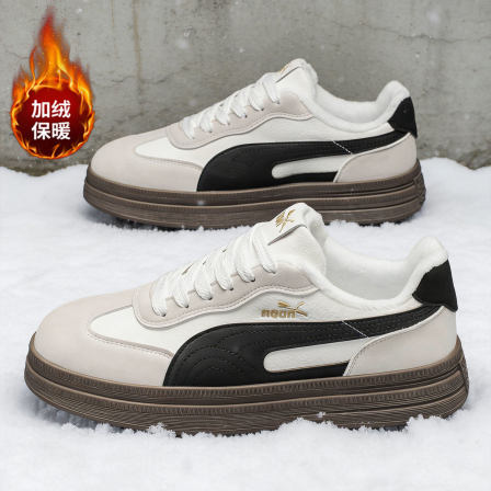 冬季棉男鞋潮牌高级感厚底德训鞋男增高防水加绒加厚防寒男士板鞋