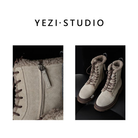 【暖靴】时髦复古厚底中筒系带羊毛保暖马丁短靴25449041