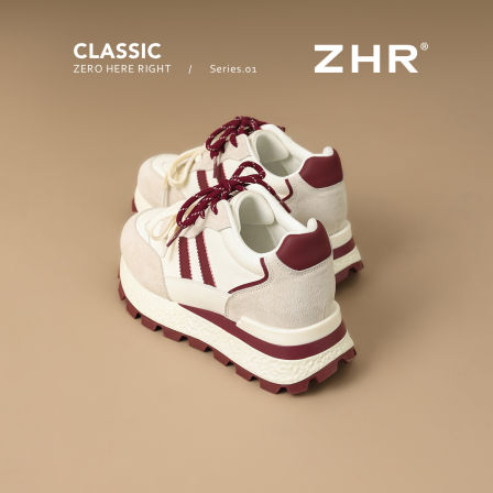 ZHR则则红色德训鞋女2025新款冬厚底百搭运动鞋阿甘鞋内增高女鞋