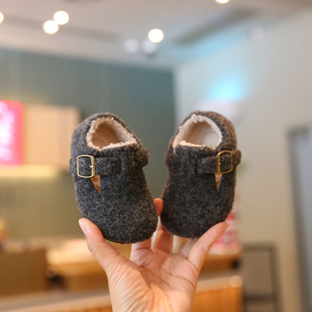 婴儿勃肯鞋女宝冬鞋加绒保暖棉鞋软底男宝宝学步鞋儿童鞋子毛毛鞋