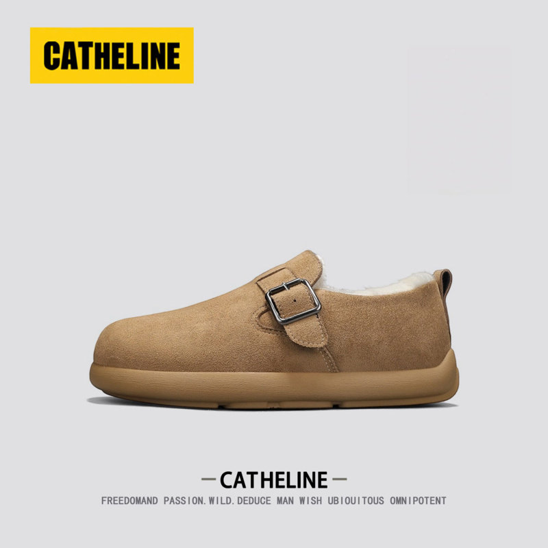 美国CATheline加绒棉拖鞋男款冬季新款老钱风全包保暖男士勃肯鞋主图