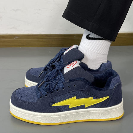 秋冬季加绒保暖棉鞋男鞋ins潮牌闪电面包鞋百搭情侣学生休闲板鞋