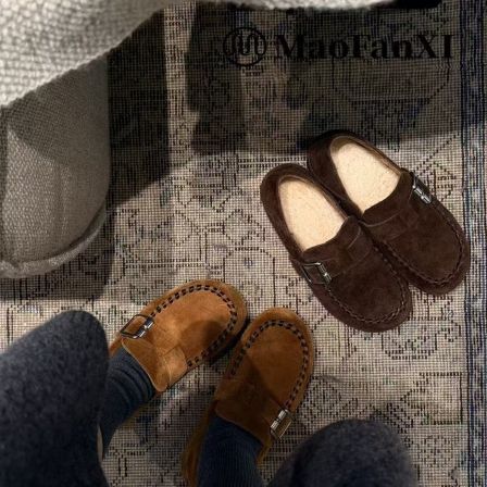 MFX 真皮羊毛绒勃肯鞋圆头一脚蹬豆豆鞋舒适女鞋 889-103