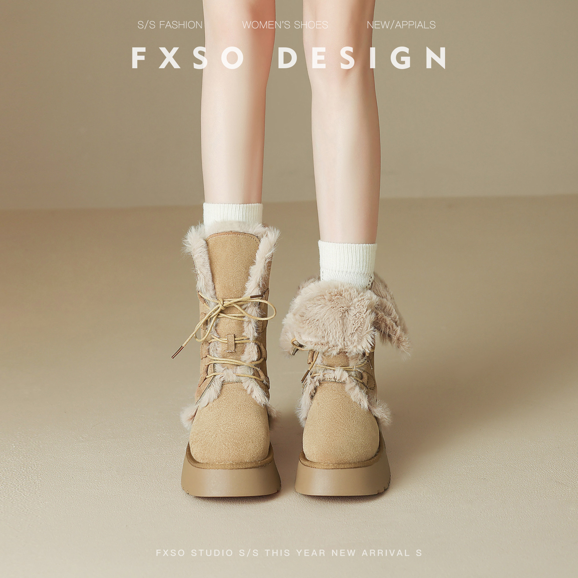 FXSO方巷2025冬季英伦风加绒保暖雪地靴女厚底两穿显瘦东北棉靴子主图