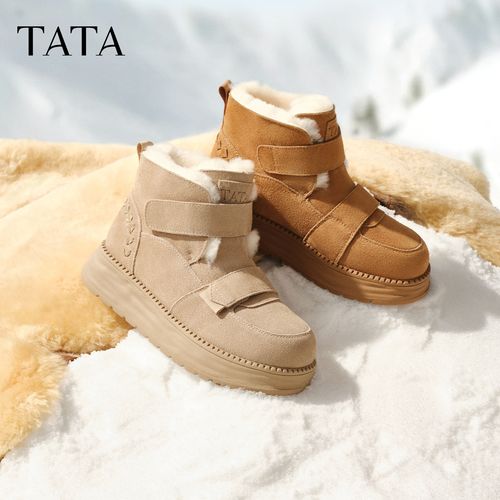 【琥珀流光】TATA他她2025冬新款时尚复古百搭休闲雪地靴子CYY03DD5主图