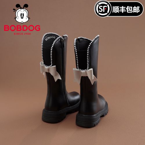 巴布豆女童长靴2025秋季冬新款儿童长筒高筒皮靴加绒公主洋气靴子主图